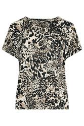 EVANS blusa marrón con estampado animal y detalle de barra
