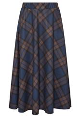 PixieGirl Petite Brown & Blue Check Midi Skirt