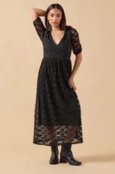 PixieGirl Petite Women's Black Lace Midi Tea Dress | PixieGirl 1
