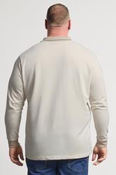 BadRhino Big & Tall Cream Textured Waffle Long Sleeve Polo Shirt | BadRhino 2