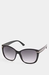 Black Metal Arm Detail Sunglasses | Yours Clothing 3