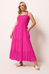 YOURS Plus Size Pink Shirred Placket Dress | Yours Clothing 1