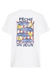 LTS Tall Women's White Sardine Graphic Cotton Oversized T-Shirt | Long Tall Sally 7