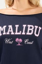 YOURS Plus Size Navy Blue 'Malibu' Off Shoulder Sweatshirt | Yours Clothing 4
