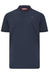 BadRhino Big & Tall Navy Blue & Red Contrast Polo Shirt