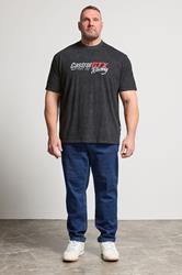 BadRhino Big & Tall Black Acid Wash 'Castrol' Graphic T-Shirt | BadRhino 1