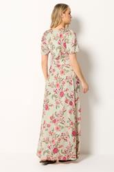 LTS Tall Women's Natural Brown Floral Satin Maxi Dress | Long Tall Sally 2