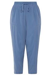 YOURS Curve Blue Chambray Barrel Trousers