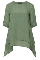 EVANS Plus Size Khaki Green Double Layer Blouse | Evans 1