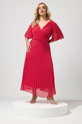 YOURS LONDON Plus Size Red Chocolate Brown Metallic Dobby Wrap Dress | Yours Clothing 1