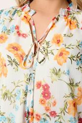YOURS Plus Size White & Orange Floral Frill Neck Blouse | Yours Clothing 4