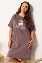 YOURS Plus Size Chocolate Brown 'Beary Sleepy'  Sleep Tee Nightdress | Yours Clothing 3