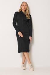 LTS Tall Women's Black Zip Collar Denim Midi Dress | Long Tall Sally 1