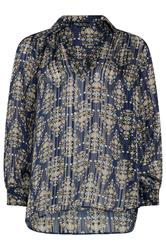 M&Co Navy Blue Floral Metallic Shirt | M&Co 5