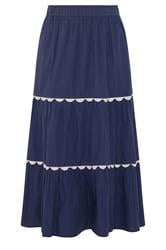 YOURS falda maxi azul marino con ribete festoneado