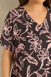 EVANS Plus Size Chocolate Brown Floral Crinkle Top | Evans 4
