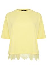 LIMITED COLLECTION Curve Yellow Lace Hem T-Shirt