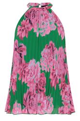 STAR Green Floral Pleated Halterneck Top