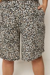 YOURS Plus Size Brown Leopard Textured Shorts | Yours Clothing 4