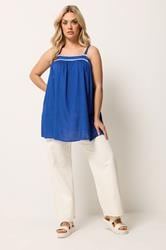 YOURS Plus Size Blue Cami Swing Vest Top | Yours Clothing 1