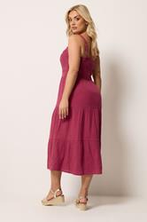 YOURS Plus Size Pink Cheesecloth Pleated Tiered Dress | Yours Clothing 2