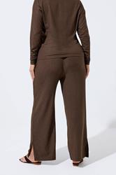LIMITED COLLECTION Plus Size Brown Textured Wide Leg Trousers | Yours Clothing 2