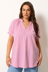 YOURS Plus Size Pink Gingham Blouse | Yours Clothing 3