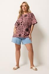 YOURS Plus Size Pink Mixed Celestial T-Shirt | Yours Clothing 1