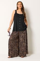 YOURS Plus Size Black Crinkle Vest Top | Yours Clothing 1