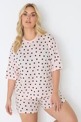 YOURS Plus Size Pink Polka Dot Sleep Tee Top | Yours Clothing 3
