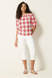 M&Co Ivory White Abstract Tile Print Top | M&Co 1