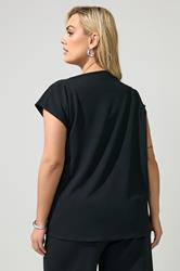 YOURS LONDON Plus Size Black Drape Shoulder Top | Yours Clothing 5