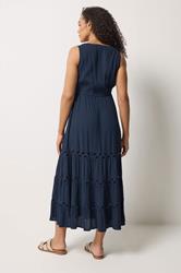 M&Co Navy Blue Sleeveless Tiered Maxi Dress | M&Co 2