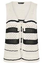 YOURS Plus Size Stripe Crochet Waistcoat | Yours Clothing 5