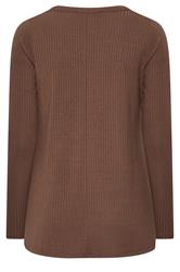 YOURS Plus Size Chocolate Brown Henley Swing Top | Yours Clothing 2