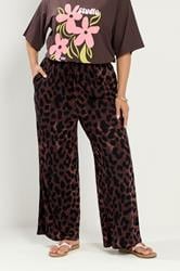 YOURS Plus Size Brown Leopard Print Trousers | Yours Clothing 3