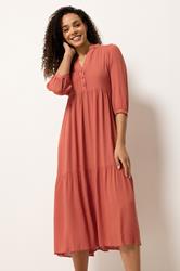 M&Co Orange Tiered Half Placket Maxi Dress | M&Co 1