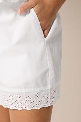 PixieGirl Petite Women's White Cotton Embroidered Trim Shorts | PixieGirl 5