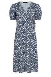 M&Co Petite Navy Blue Floral Print Midi Wrap Dress
