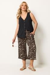 YOURSET Plus Size 2 PACK Black Leopard Textured Culottes | Yours Clothing 4