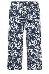 M&Co Petite Navy Blue Floral Linen Culottes | M&Co 6