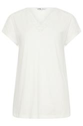 LTS Tall Ivory White Crochet Lace V-Neck Cotton T-Shirt