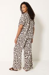 M&Co Set Chocolate Brown Leaf Print Top & Trousers | M&Co 2