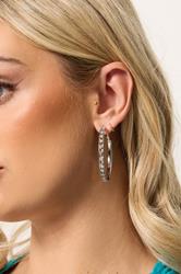YOURSET 3 PACK Silver Tone Diamante Hoop Earrings | Yours Clothing 2