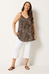 YOURS Plus Size Chocolate Brown Leopard Print Vest Top \ Yours Clothing 1