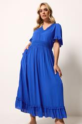 YOURS Plus Size Cobalt Blue Crochet Maxi Dress | Yours Clothing 3