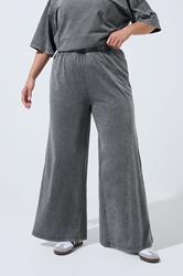 LIMITED COLLECTION Plus Size Grey Acid Wash Wide Leg Trousers | Yours Clothing 1