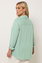 YOURS Plus Size Sage Green Ribbed Shirt | Yours Clothing 2