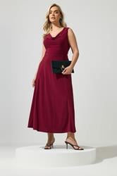 YOURS LONDON Plus Size Wine Red Drape Front Maxi Dress | Yours Clothing 1