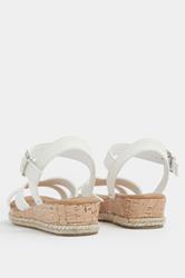 White Plaited Wedge Sandals In Wide E Fit  | Yours Clothing 4
